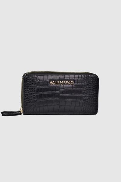 VALENTINO Duży czarny portfel Fire Re. Czarne portfele Valentino by Mario Valentino, bez wzorów, ze skóry ekologicznej. W wyprzedaży za 227.99 zł.