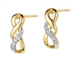 Kolczyki z żółtego złota z diamentami - 0,02 ct - próba 375. Żółte kolczyki Apart, z diamentem, złote. Za 1,190.00 zł.