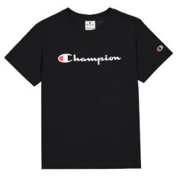 T-shirt Damski Z Bawełny Z Krótkim Rękawem. Czarne t-shirty Champion, m, bez wzorów, z bawełny, bez kołnierzyka, bez ramiączek. Za 147.99 zł.