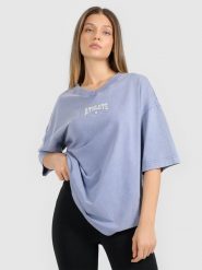 4F T-shirt oversize z nadrukiem damski - granatowy L. Niebieskie koszulki sportowe 4f, bez wzorów, z dzianiny, bez ramiączek. Za 79.99 zł.