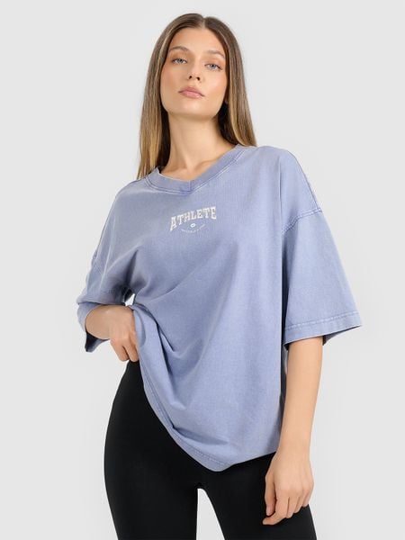 4F T-shirt oversize z nadrukiem damski - granatowy L. Niebieskie koszulki sportowe 4f, bez wzorów, z dzianiny, bez ramiączek. Za 79.99 zł.