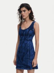 Desigual Sukienka jeansowa 25SWVD01 Granatowy Slim Fit. Niebieskie sukienki Desigual, xs, bez wzorów, z bawełny, bez kołnierzyka, bez ramiączek. Za 289.99 zł.
