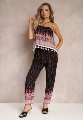 Czarno-Różowy Kombinezon Picture of You. Czarne sukienki Renee, na co dzień, na lato, s, bez wzorów, bez kołnierzyka, bez ramiączek, maxi, proste. Za 29.99 zł.