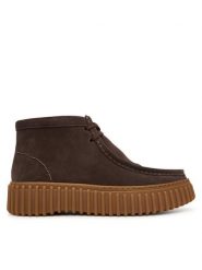 Clarks Trzewiki Torhill Moss 26185345 Brązowy ciemny. Brązowe botki Clarks, bez wzorów, ze skóry, bez obcasa, na płaskiej podeszwie, bez zapięcia. Za 569.99 zł.