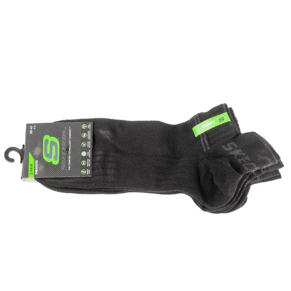 Skarpetki sportowe dla dorosłych 3PPK Bamboo Mesh Sneaker Socks. Czarne skarpety Skechers, bez wzorów, z elastanu. Za 54.99 zł.