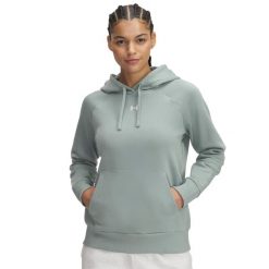 Bluza damska z kapturem Under Armour Rival Fleece. Białe bluzy Under Armour, bez wzorów, z tkaniny, z kapturem. Za 223.05 zł.