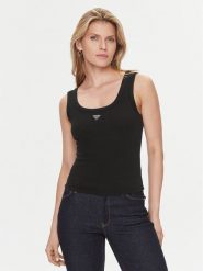 Guess Top W3YP68 KA0H1 Czarny Regular Fit. Czarne topy Guess, xl, z aplikacjami, z bawełny, bez kołnierzyka, bez ramiączek. Za 149.52 zł.