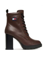 Tommy Jeans Botki Tjw Lace Up EN0EN02832 Brązowy. Brązowe botki Tommy Jeans, bez wzorów, z jeansu, bez obcasa, na słupku, bez zapięcia. Za 749.99 zł.