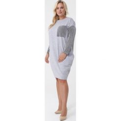 Jasnoszara Sukienka Fenella. Sukienki Born2be, bez wzorów, z dzianiny, bez kołnierzyka, bez ramiączek, midi. Za 69.99 zł.