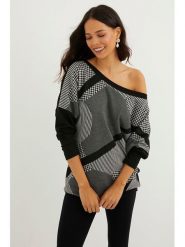 Milan Kiss Sweter w kolorze czarno-jasnoszarym rozmiar: M. Czarne swetry Milan Kiss, m, bez wzorów, bez ramiączek. Za 155.49 zł.