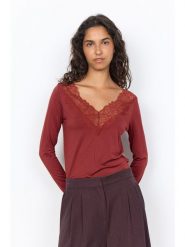 Soyaconcept Koszulka "Marica" w kolorze ceglanym rozmiar: XL. Brązowe bluzki Soyaconcept, xl, bez wzorów, z koronki, bez kołnierzyka, bez ramiączek. Za 134.95 zł.