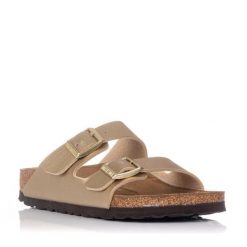 Klapki damskie Birkenstock Arizona BS. Szare klapki Birkenstock, bez wzorów, z materiału, bez obcasa. Za 614.00 zł.