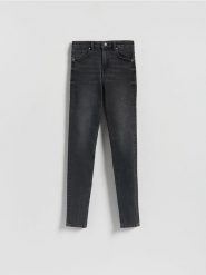 Jeansy slim high waist - szary. Szare jeansy Reserved, bez wzorów, z podwyższonym stanem. Za 119.99 zł.