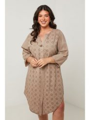 Curvy Lady Sukienka w kolorze szarobrązowym rozmiar: 44/46. Brązowe sukienki Curvy Lady, bez wzorów, klasyczne, bez kołnierzyka, bez ramiączek, midi. Za 123.25 zł.
