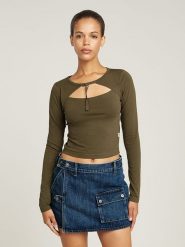 G-Star Koszulka w kolorze khaki rozmiar: L. Brązowe bluzki G-Star, l, bez wzorów, z bawełny, retro, bez kołnierzyka, bez ramiączek. Za 96.14 zł.