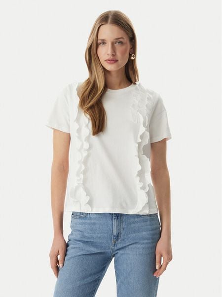 Morgan Bluzka 261-DUPAIN Biały Regular Fit. Białe bluzki Morgan, l, bez wzorów, z bawełny, bez kołnierzyka, bez ramiączek. Za 137.99 zł.