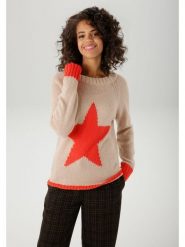 Aniston Sweter w kolorze beżowym rozmiar: 42. Brązowe swetry Aniston, bez wzorów, ze splotem, bez ramiączek. Za 56.79 zł.