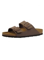 Birkenstock Klapki "Arizona" w kolorze brązowym rozmiar: 42. Brązowe klapki Birkenstock, bez wzorów, z otwartym noskiem, bez obcasa. Za 376.43 zł.