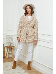 Curvy Lady Płaszcz przejściowy w kolorze beżowym rozmiar: 48/50. Brązowe płaszcze Curvy Lady, bez wzorów, z tkaniny, bez kaptura. Za 171.68 zł.
