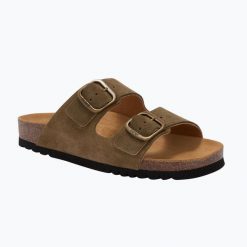 Klapki damskie Scholl Josephine Suede. Zielone klapki Scholl, bez wzorów, z materiału, bez obcasa. Za 409.99 zł.