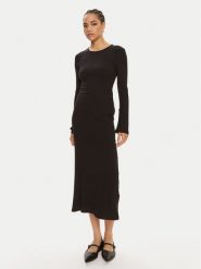 Bruuns Bazaar Sukienka dzianinowa Elliana BBW3979 Czarny Regular Fit. Czarne sukienki Bruuns Bazaar, l, bez wzorów, z dzianiny, bez kołnierzyka, bez ramiączek. Za 219.99 zł.
