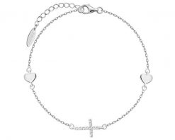 Bransoletka srebrna z cyrkoniami - krzyż, serca. Szare bransoletki Apart, z cyrkonią, srebrne. Za 169.00 zł.