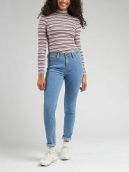 Lee Dżinsy - Skinny fit - w kolorze błękitnym rozmiar: W27/L31. Niebieskie jeansy Lee, l, z aplikacjami, z podwyższonym stanem. Za 113.90 zł.