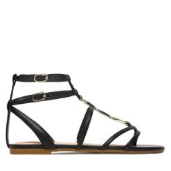 Sandały Liu Jo. Czarne sandały Liu Jo, bez wzorów, bez obcasa, na płaskiej podeszwie, bez zapięcia. Za 559.99 zł.