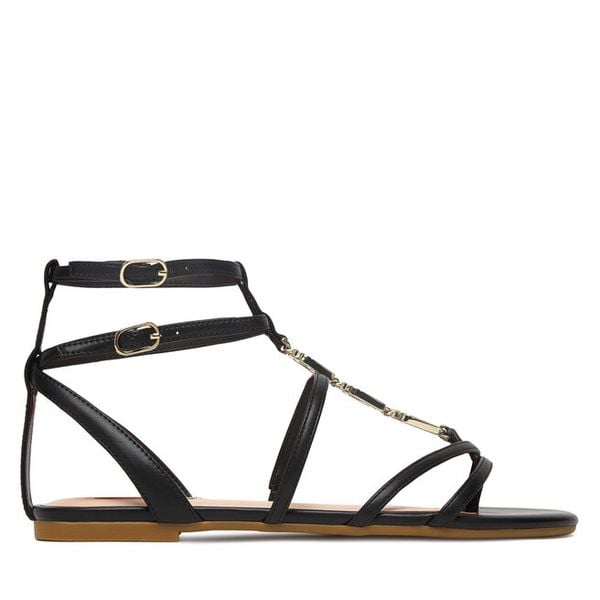 Sandały Liu Jo. Czarne sandały Liu Jo, bez wzorów, bez obcasa, na płaskiej podeszwie, bez zapięcia. Za 559.99 zł.