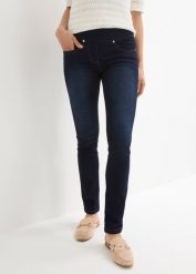 Dżinsy Straight, mid waist, super stretch, z wygodnym paskiem. Niebieskie jeansy bonprix, bez wzorów. Za 114.99 zł.