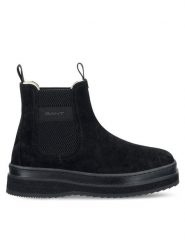 Gant Sztyblety 31553102 Czarny. Czarne botki GANT, bez wzorów, ze skóry, bez obcasa, na płaskiej podeszwie, bez zapięcia. Za 679.99 zł.