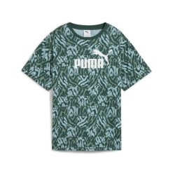 Damska luźna koszulka ESS GRAPHIC PUMA Green Moon. Zielone koszulki sportowe Puma, bez wzorów, z gumy, bez ramiączek. Za 107.99 zł.