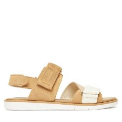 Sandały Timberland. Brązowe sandały Timberland, bez wzorów, bez obcasa, na płaskiej podeszwie, bez zapięcia. Za 309.99 zł.