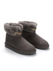 ISLAND BOOT Botki zimowe "Kertrude" w kolorze ciemnoszarym rozmiar: 36. Szare botki Island Boot, na zimę, z aplikacjami, bez obcasa, bez zapięcia. Za 118.84 zł.