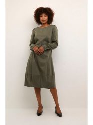 CULTURE Sukienka w kolorze oliwkowym rozmiar: XXL. Brązowe sukienki Culture, xxl, bez wzorów, bez kołnierzyka, bez ramiączek, midi, rozkloszowane. Za 140.86 zł.