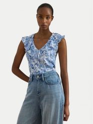 LAUREN RALPH LAUREN Bluzka 200P13316001 Niebieski jasny Slim Fit. Niebieskie bluzki Lauren Ralph Lauren, s, bez wzorów, z bawełny, bez kołnierzyka, bez ramiączek. Za 729.99 zł.