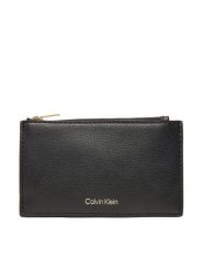 Calvin Klein Duży Portfel Damski Foil Logo Top Zip Cardcase LV04F1090G Czarny. Czarne portfele Calvin Klein, bez wzorów, ze skóry. Za 259.99 zł.