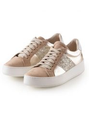 Anna Morellini Skórzane sneakersy "Gioletta" w kolorze złoto-beżowym rozmiar: 41. Brązowe trampki Anna Morellini, bez wzorów, bez zapięcia. Za 329.42 zł.