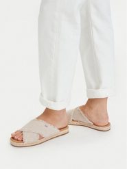 MICHAEL Michael Kors Klapki Kenzie 40S6KZFS2D Beżowy. Brązowe klapki MICHAEL Michael Kors, bez wzorów, z materiału, bez obcasa. Za 322.99 zł.