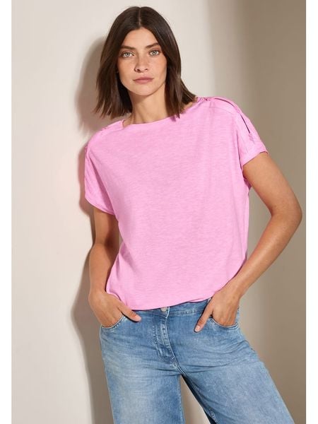 Cecil Koszulka w kolorze różowym rozmiar: L. Różowe bluzki Cecil, l, bez wzorów, z bawełny, bez kołnierzyka, bez ramiączek. Za 78.84 zł.