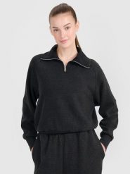 4F Bluza dresowa oversize nierozpinana bez kaptura damska - czarna S. Czarne bluzy 4f, s, bez wzorów, z bawełny, bez kaptura. W wyprzedaży za 69.99 zł.