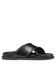 Geox Klapki D Adelash D55YWB 000TU C9999 Czarny. Czarne klapki Geox, bez wzorów, ze skóry, bez obcasa. Za 379.99 zł.