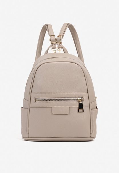 Ciemnobeżowy Mały Plecak Trapezowy Zdobiony Aplikacją Paseriela. Brązowe plecaki Renee, z aplikacjami, z jeansu. Za 79.99 zł.