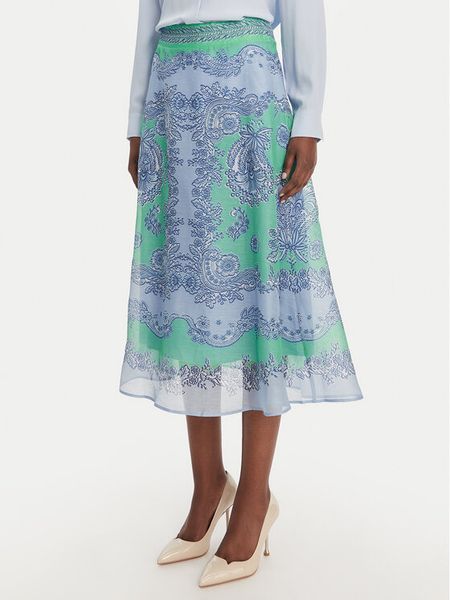 Hale Bob Spódnica midi with silk Winslow 61LU440A Zielony Regular Fit. Zielone spódnice Hale bob, l, bez wzorów, ze lnu, midi. Za 1,500.99 zł.