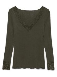 Vero Moda Bluzka w kolorze khaki rozmiar: S. Brązowe bluzki Vero Moda, s, bez wzorów, z koronki, bez kołnierzyka, bez ramiączek. Za 77.95 zł.
