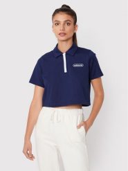Adidas Polo Crop HL6572 Granatowy Relaxed Fit. Niebieskie koszulki polo Adidas, bez wzorów, z bawełny, bez kołnierzyka, bez ramiączek. Za 89.99 zł.