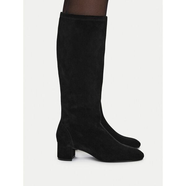 Kozaki GINO ROSSI. Czarne kozaki Gino Rossi, bez obcasa, na słupku, bez zapięcia. Za 399.99 zł.