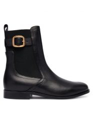 TWINSET Sztyblety Tronchetto 252TCP120 Czarny. Czarne botki Twinset, bez wzorów, ze skóry, bez obcasa, na płaskiej podeszwie, bez zapięcia. Za 1,259.00 zł.