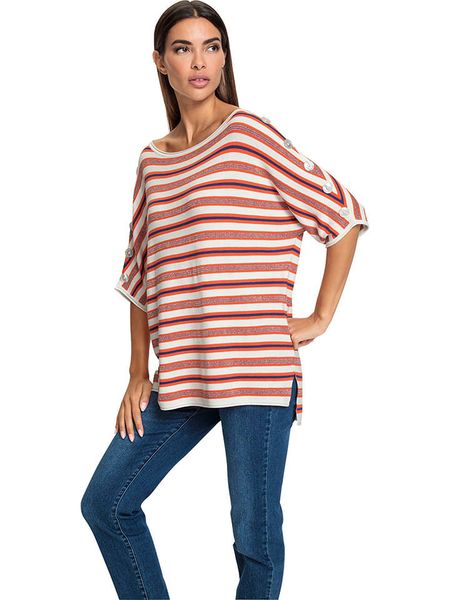 Heine Sweter w kolorze biało-pomarańczowym rozmiar: 44/46. Białe swetry Heine, bez wzorów, bez ramiączek. Za 70.08 zł.