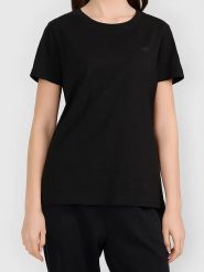 4F Koszulka w kolorze czarnym rozmiar: L. Czarne bluzki 4f, l, bez wzorów, z bawełny, bez kołnierzyka, bez ramiączek. Za 23.99 zł.